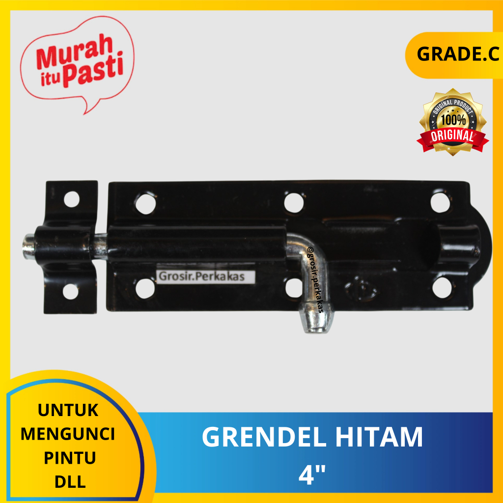 GRENDEL HITAM 4" - double plat - grendel jendela pintu kandang. [C][#GRENDEL]