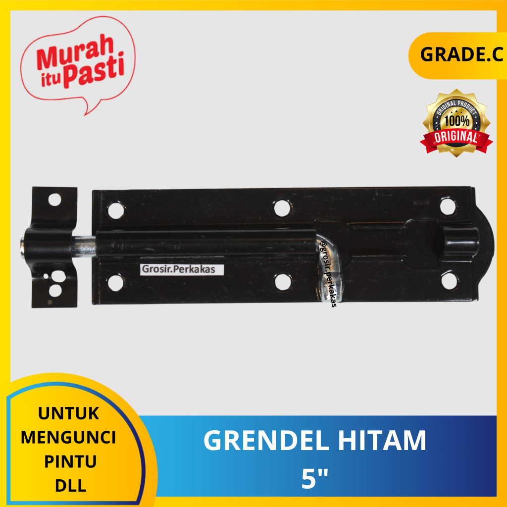 GRENDEL HITAM 5" - double plat - grendel jendela pintu kandang. [C][#GRENDEL]