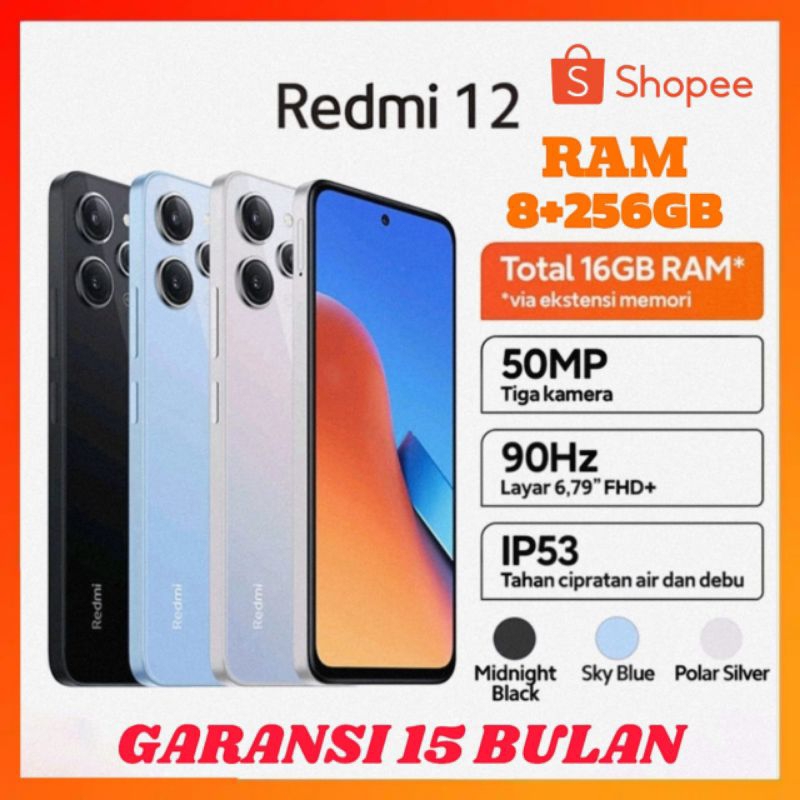 AIG [PROMO] HP XIOMI REDMI 12 Ram 8+128GB & 8+256GB (Camera 50MP + Display 6,79 FHD + Fast Charging