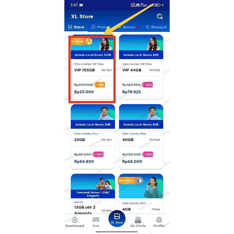 Kartu XL Xtra Combo VIP Plus Diskon 90%