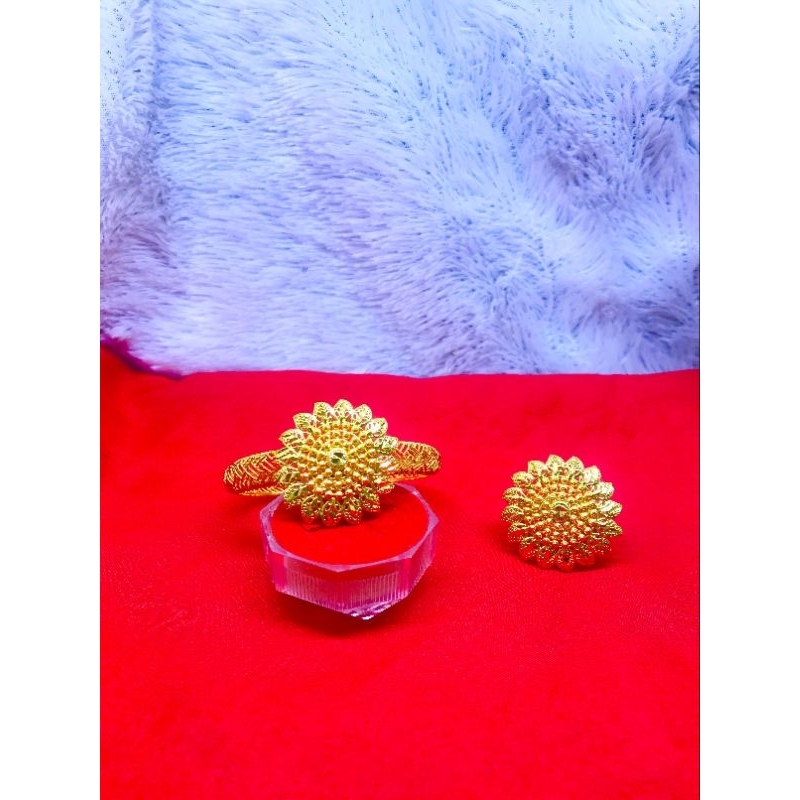 set perhiasan gelang matahari dan cincin lapis emas 0251