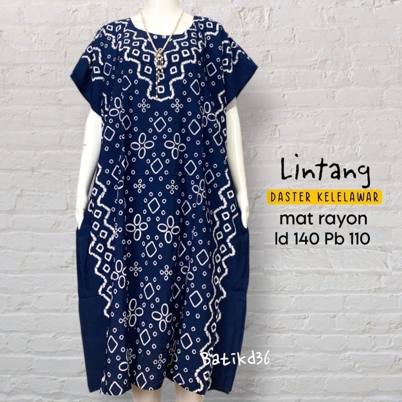 Daster ct rayon tebal motif klasik biru navy putih murah etnik tradisional kekinian adem kelengan ba