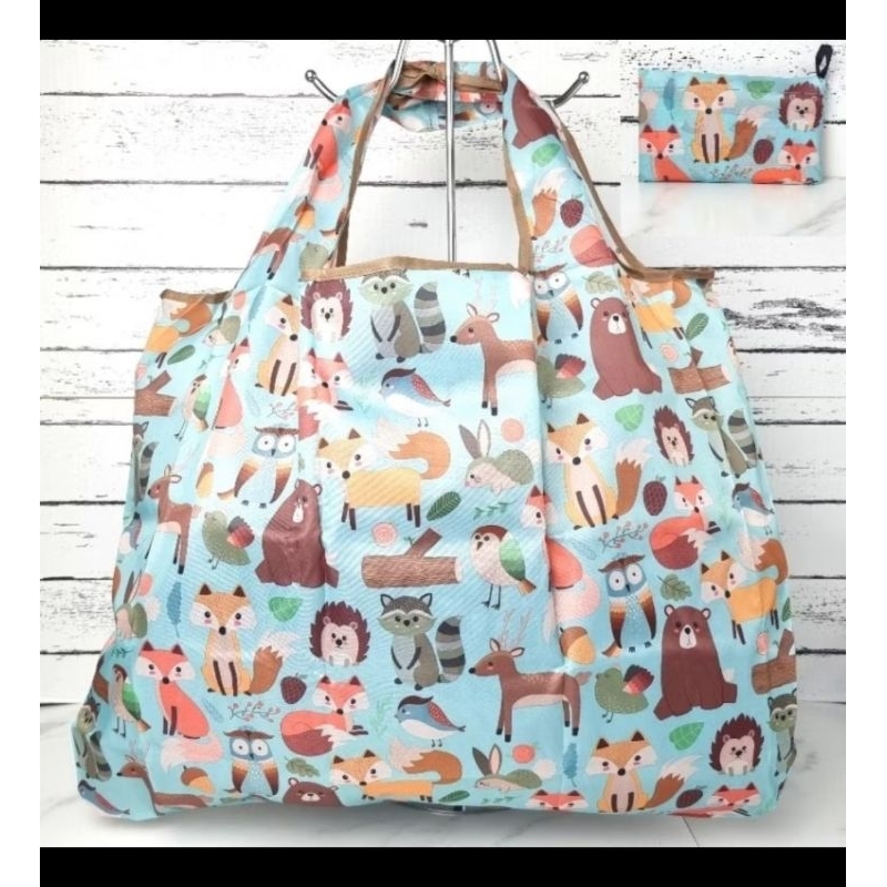 Tote bag animal lucu tas motif animal lipat shopping bag animal