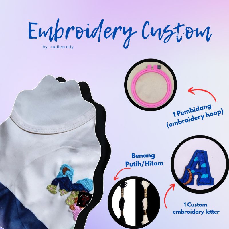 Embroidery patch custom / Embroidery design / sulam baju / sulam baju inisial / custom