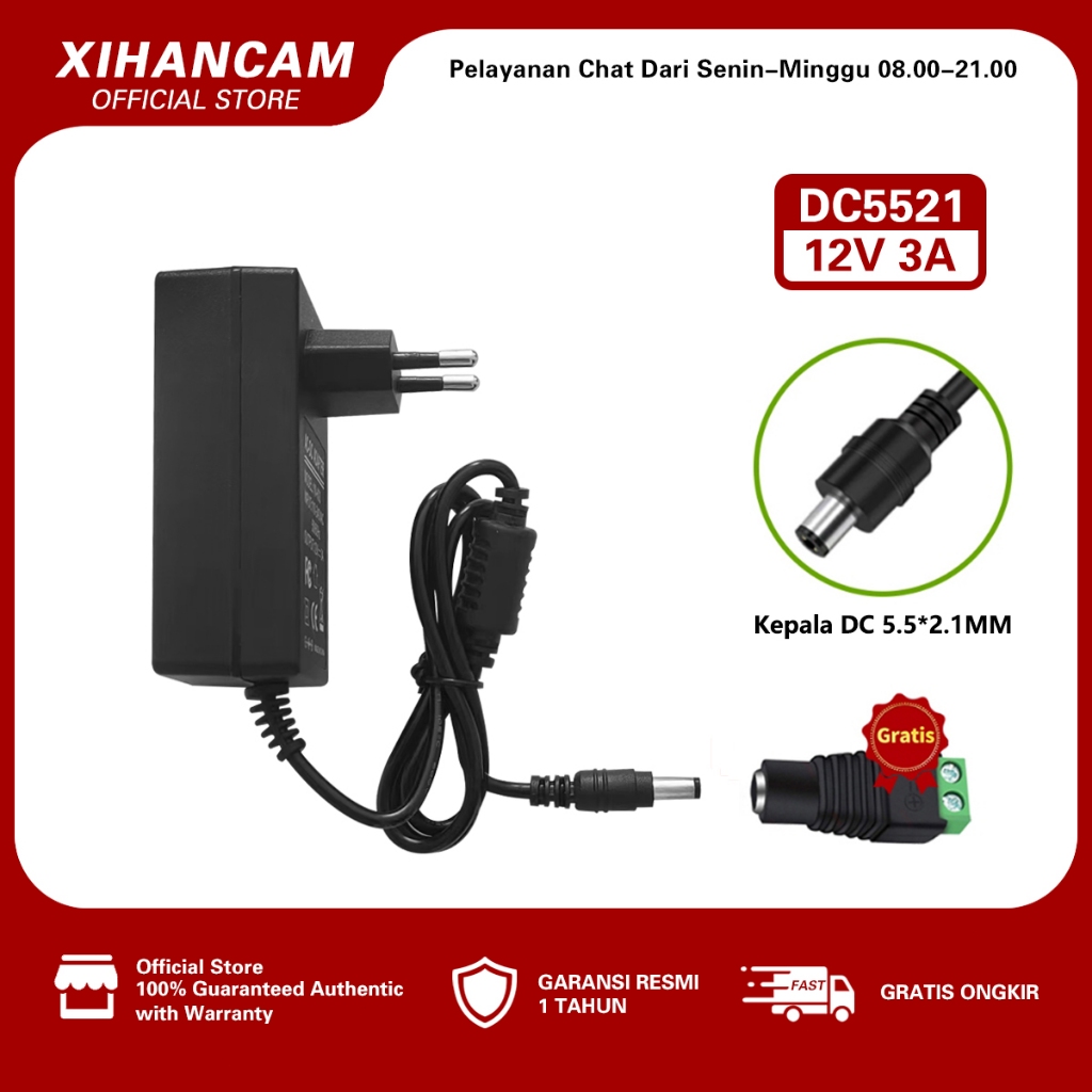 XIHANCAM Adaptor CCTV 12V 2A 3A Adaptor Daya DC Power Supply CCTV 12V Adapter Charger 12V Original