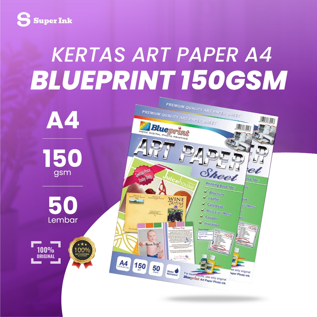 

Kertas A4 Art Paper Blueprint 150 Gsm - Isi 50 Lembar