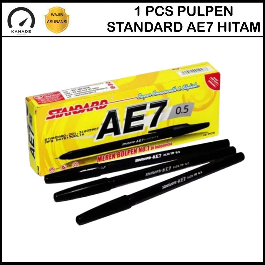 

Pulpen Standard AE7 1 Pcs Tinta Hitam 0.5mm Alat Perlengkapan Sekolah Kantor Stationery Standard