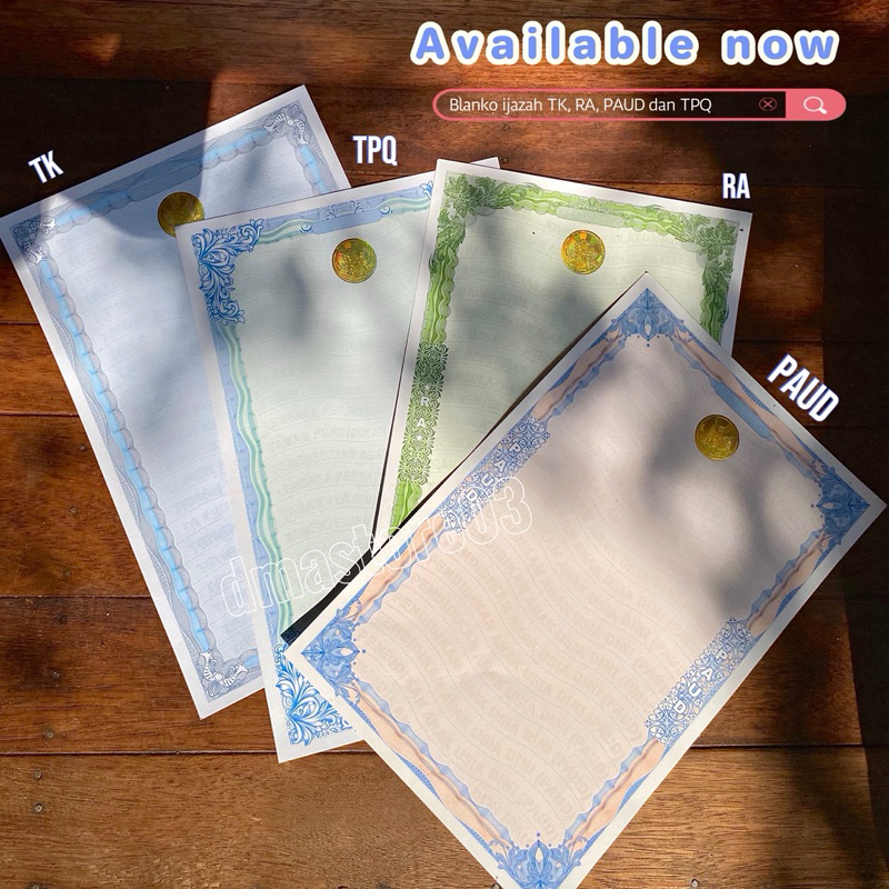 

ISI 20 LEMBAR BLANKO SKTB TK, RA, PAUD dan TPQ