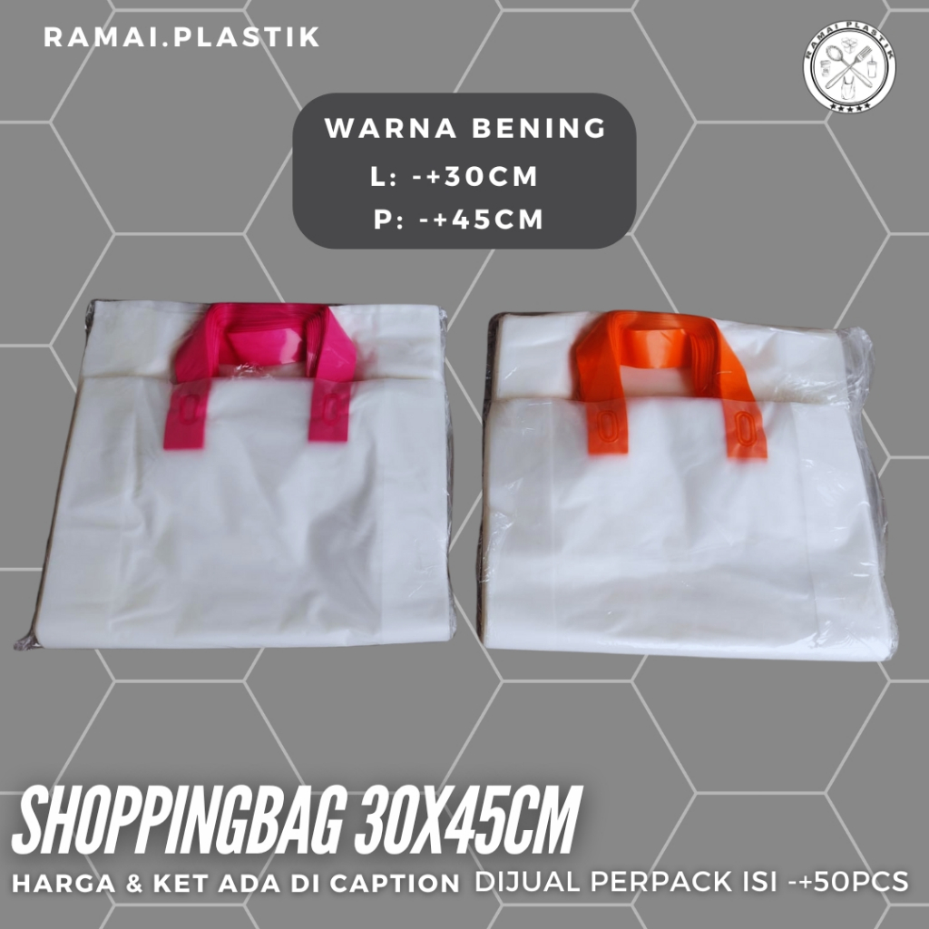 

Shoppingbag bening handle 30x45cm isi 50pcs