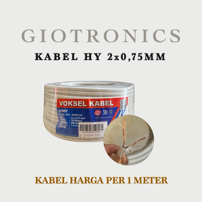 KABEL LISTRIK SERABUT NYM HY 2 x 0,75 VOKSEL HARGA 1 METER