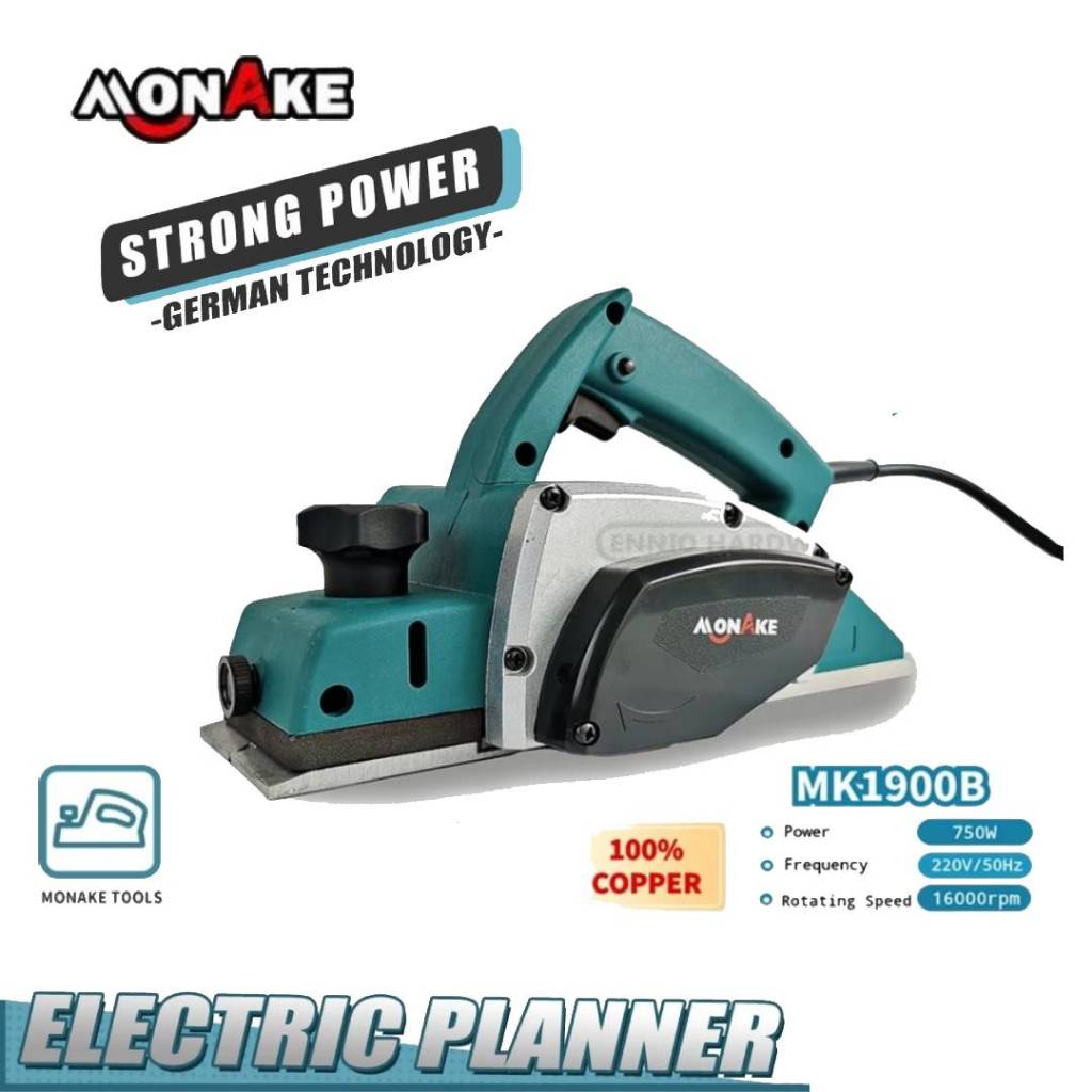 MONAKE MK1900B Electric Planner Mesin Serut kayu alat plane Pasah Ketam ORIGINAL Premium