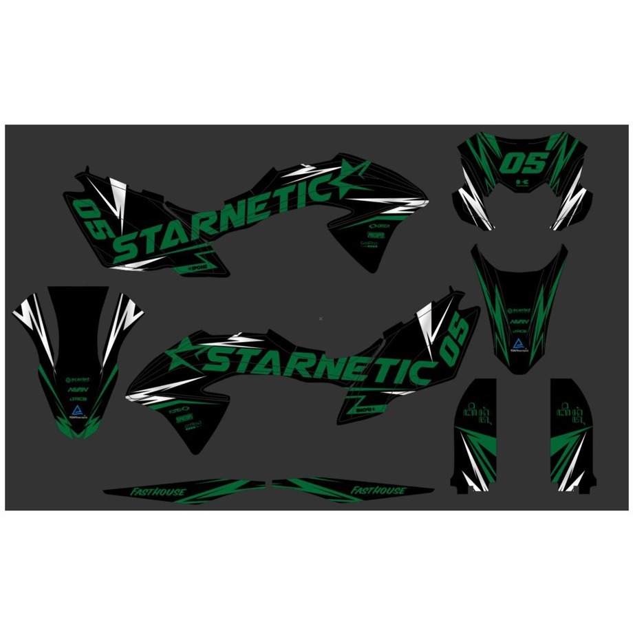 DECAL STIKER MOTOR KLX BF 150 G MOTIF HITAM HIJAU ARMY