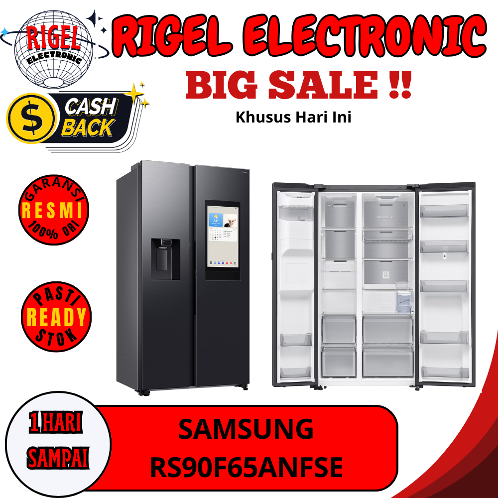 SAMSUNG RS90F65ANFSE KULKAS SIDE BY SIDE BESPOKE AI FAMILY HUB AUTO OPEN DOOR 641 LITER