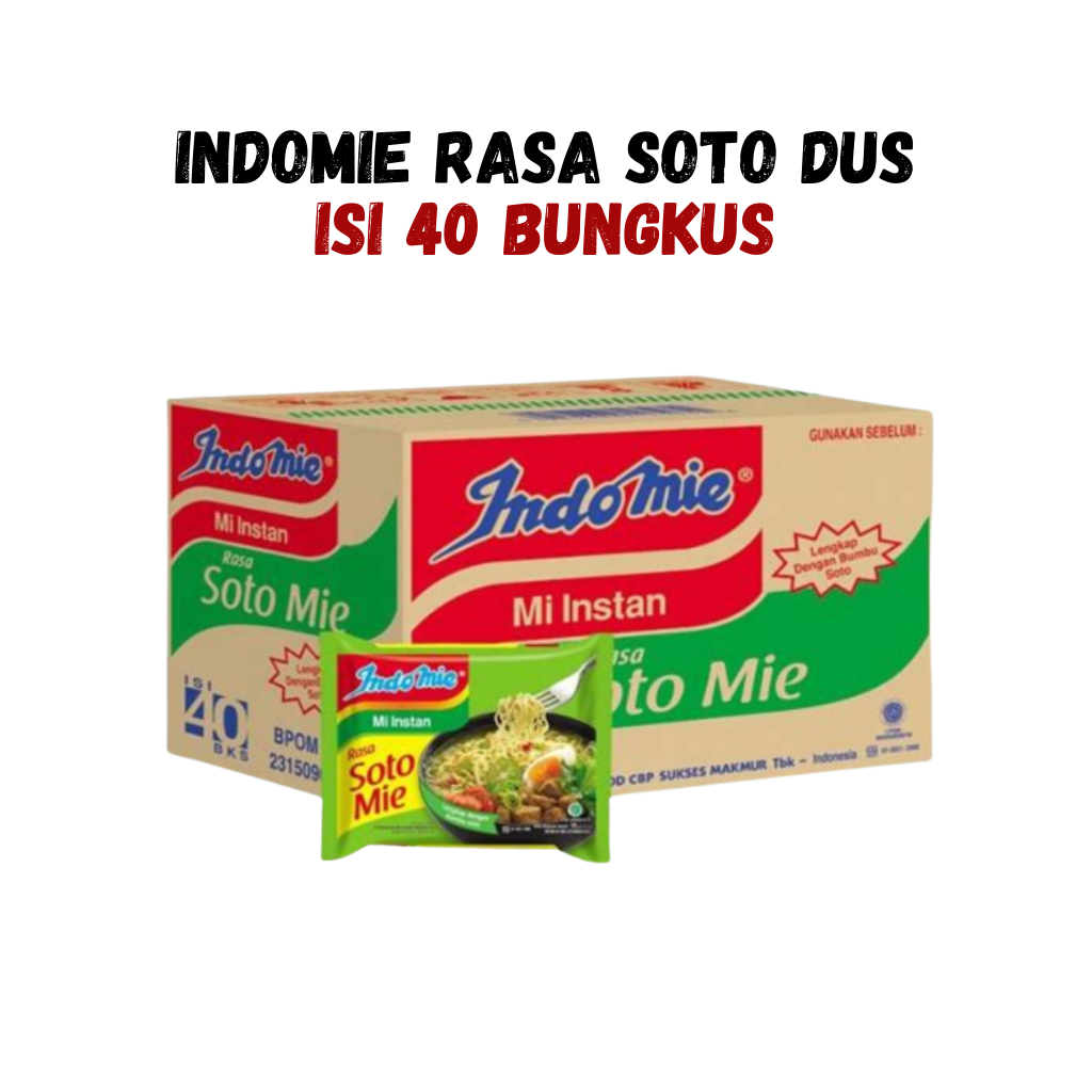 

Indomie Kuah Soto Karton 40 Bungkus – Mi Instan Rasa Segar Rempah