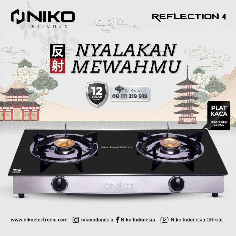 NIKO KOMPOR GAS TANAM REFLECTION 4 KOMPOR GAS KACA 2 TUNGKU