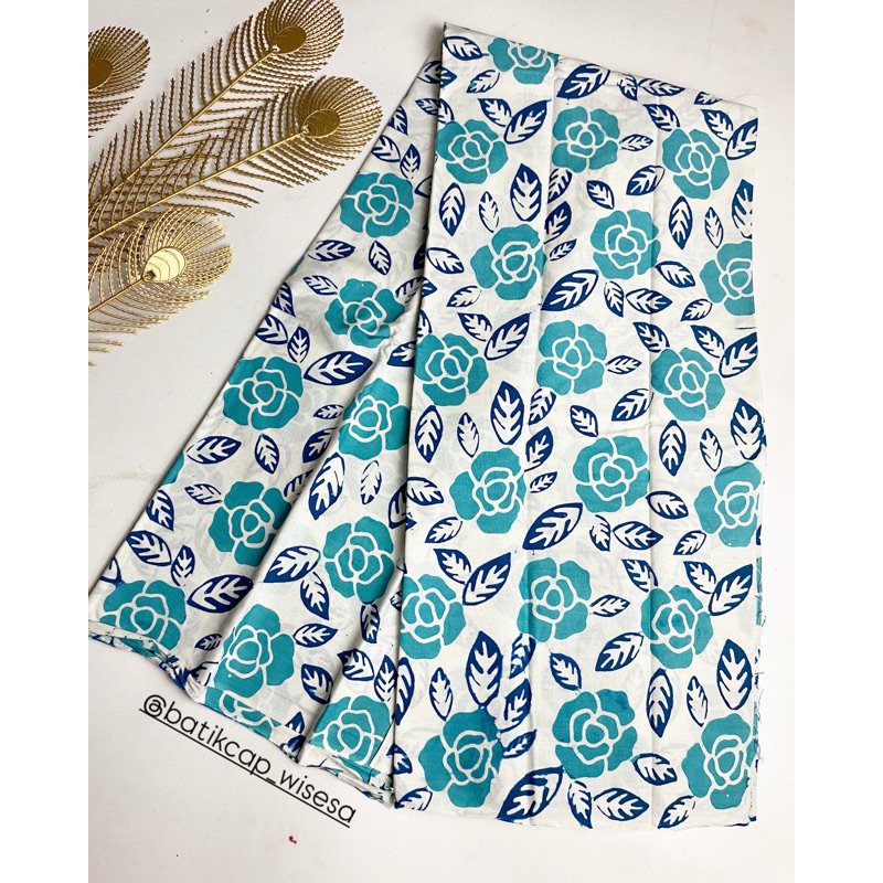 Kain Batik Cap 2 Warna, Tosca-Biru