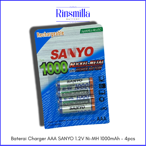 Batre/Baterai Charger AAA SANYO 1.2V Ni-MH 1000mAh - 4pcs