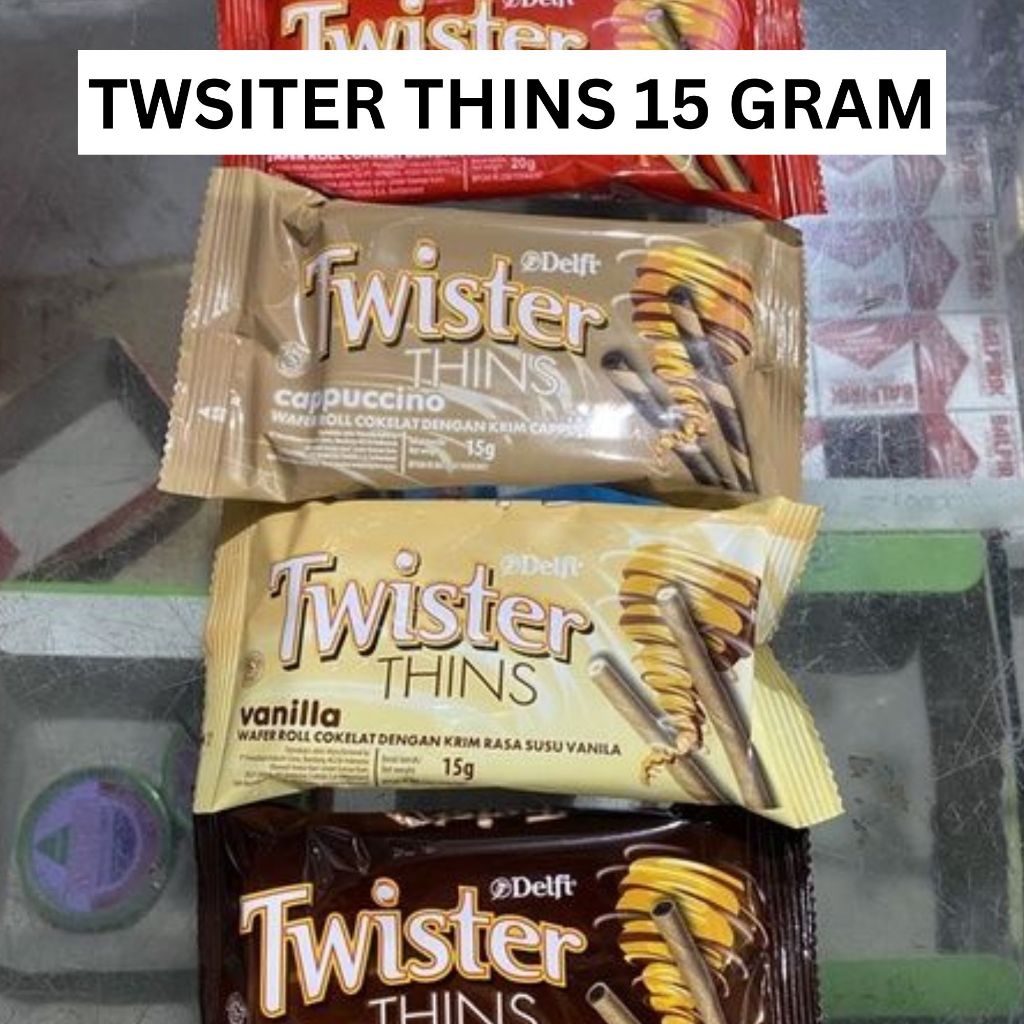 

TWISTER THINS DELFI 15 GRAM KEMASAN EKONOMIS DELFI TWISTER VANILLA CHOCOLATE CAPPUCINO DELFI TWISTER THINS COKLAT TIPIS