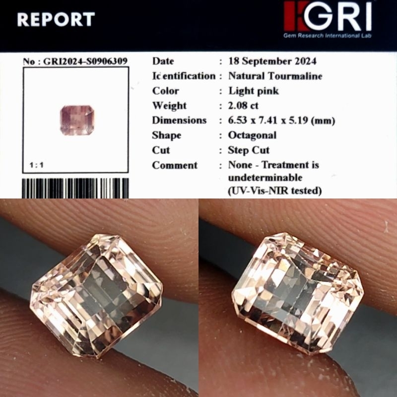 Natural Pink Tourmaline 2ct GRI Material Loupe Clean Top Crystall Full Luster Gemericik Body Kaca Me