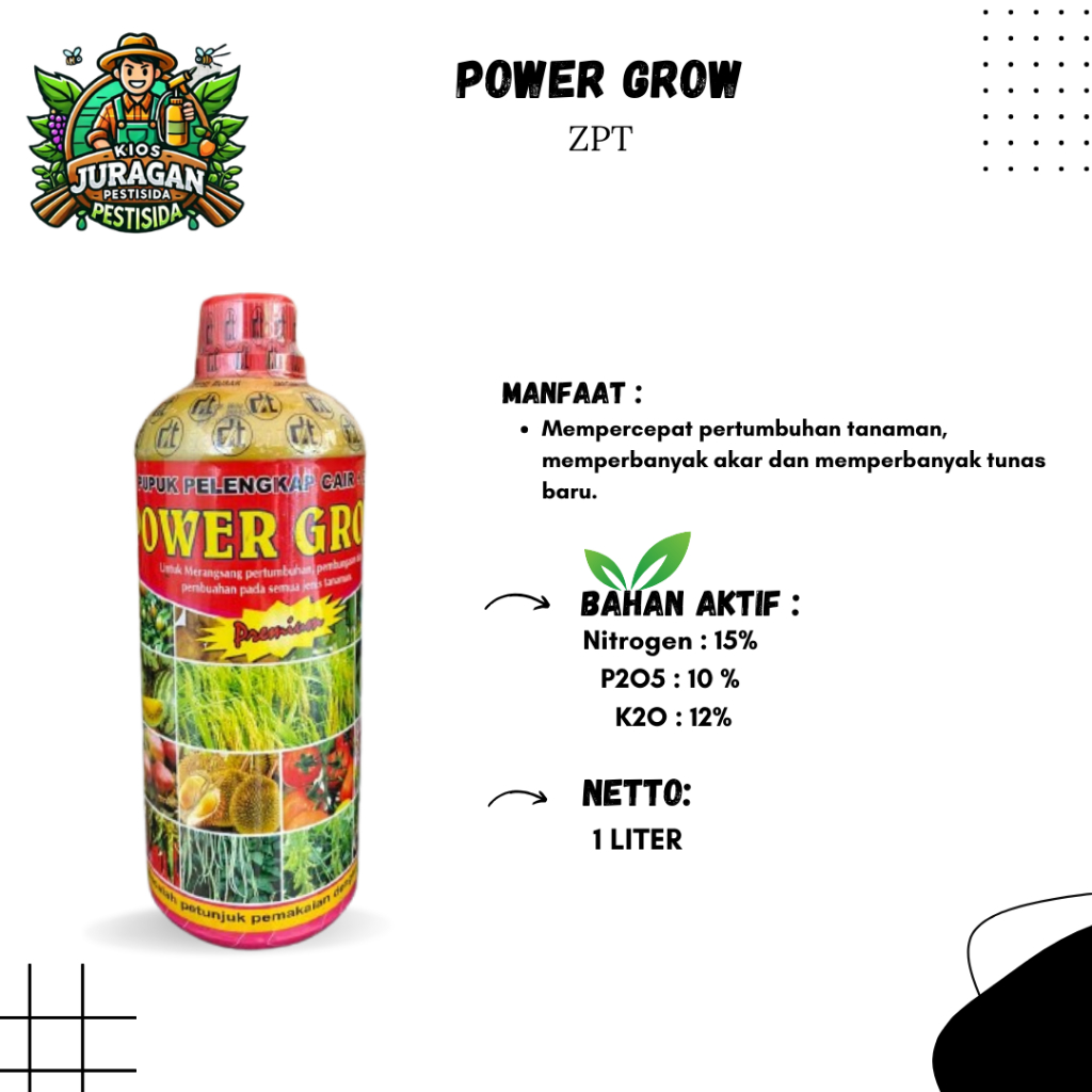 Power Grow 1Liter Pupuk Pelengkap Cair +ZPT