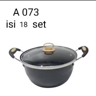 Panci Kuah HITAM Sinda 22Cm Enamel Tutup Full Kaca