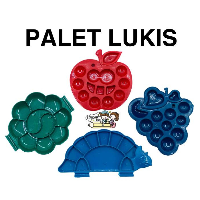 

( StaLand / DAPAT 1 BUAH ) Palet Pallete Piring Tempat Lukis Cat Air Model Apel Anggur Sakura Dinosaurus Animal Dino Lucu
