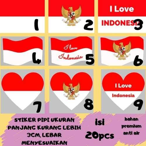 

stiker bendera merah putih untuk pipi isi 20pcs pilihan: cutting dan belum cutting