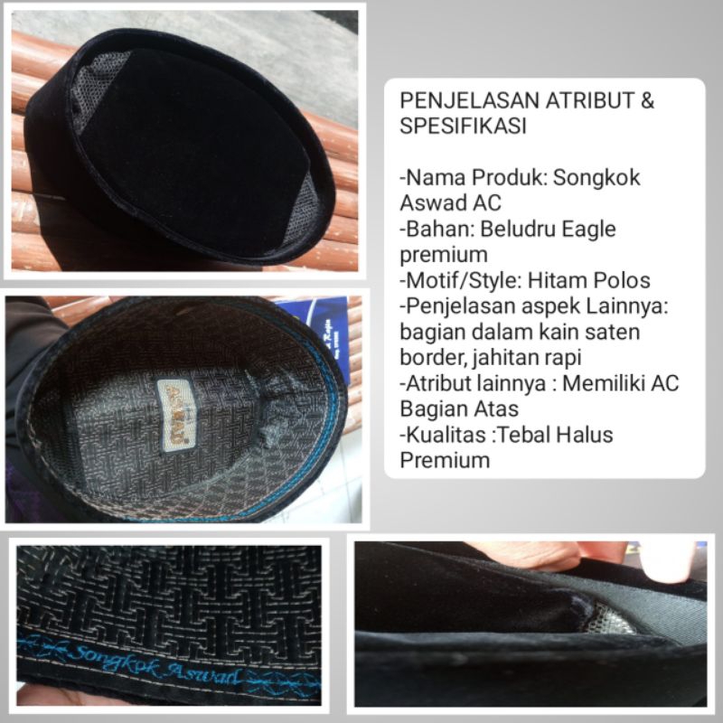 kopiah / songkok ASWAD tinggi 9
