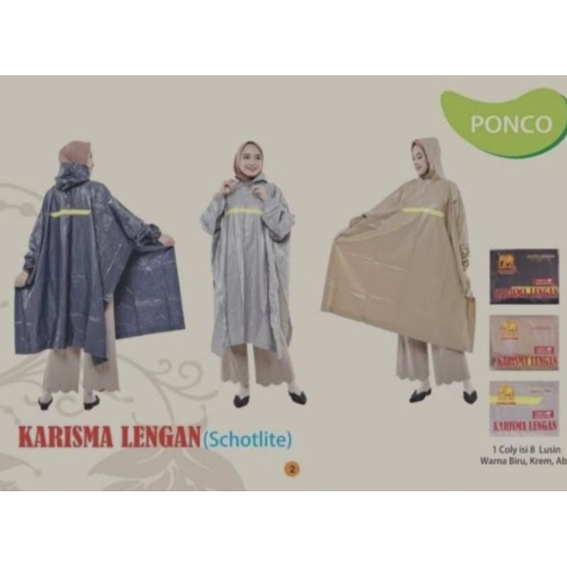Jas Hujan Ponco Lengan Dewasa Karisma Lengan merk Gajah Elephant Brand pakai lengan