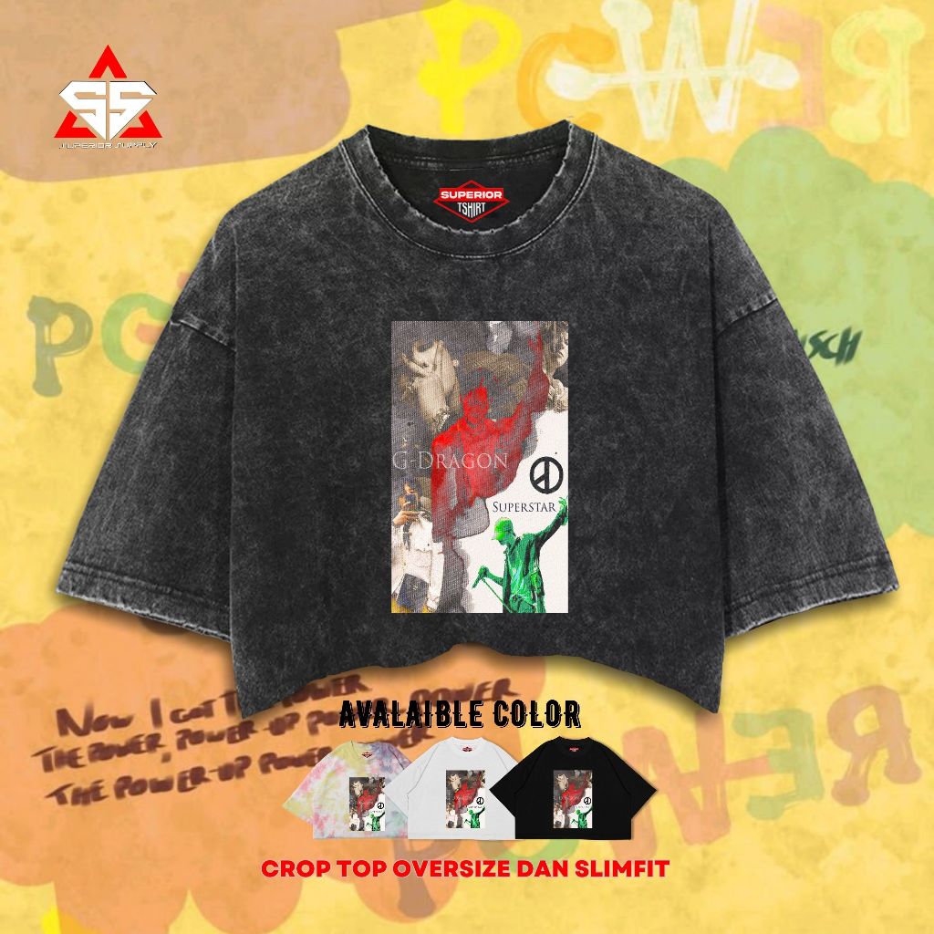 SUPERIOR Crop Tee G-Dragon Washed Tye Die Longsleeve Oversize Slimfit Crop Top GDRAGON-20