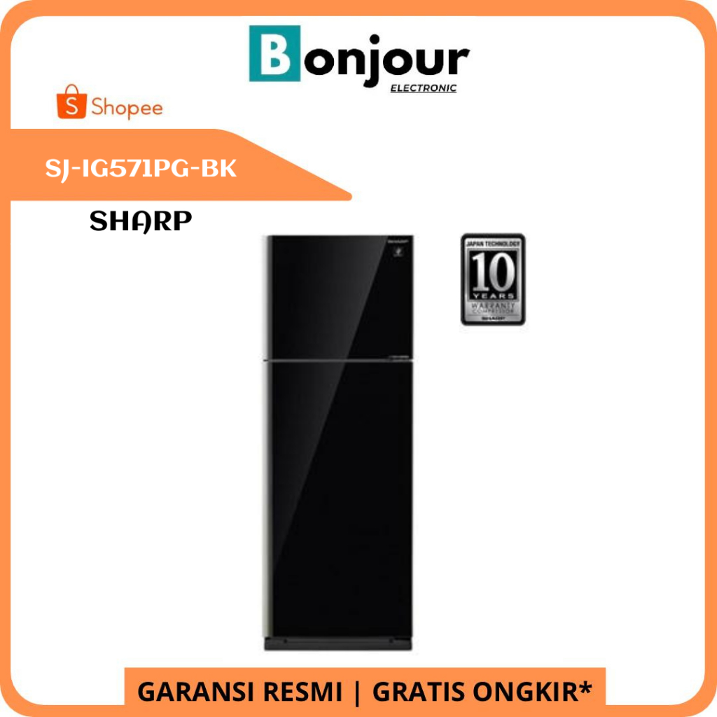 Kulkas 2 Pintu Glass Door Sharp SJ-IG571PG-BK 428 liter Sharp SJ IG571