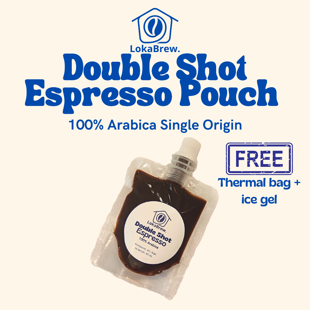 

LOKABREW Double Shot Espresso Pouch 45ml | Kopi Siap Saji 45ml | Double Shot Kopi Arabika Fresh Siap Campur – Untuk Es Kopi Susu, Americano, dll