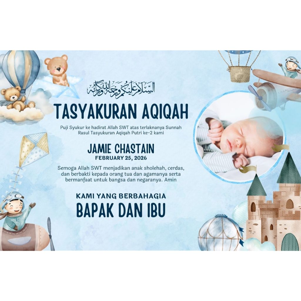 Stiker Label Makanan Custom Waterproof Tasyakuran Aqiqah Kelahiran Bayi Nasi Kotak Free Design