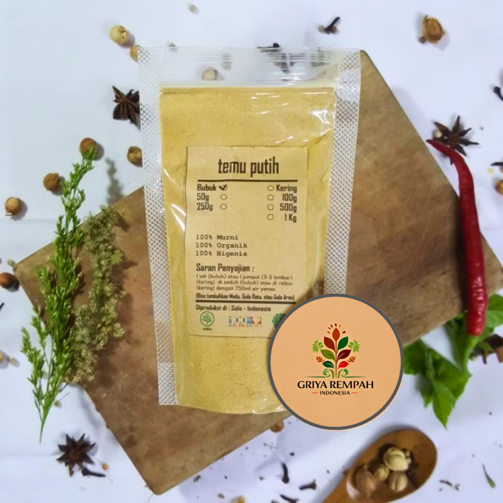 

TEMU PUTIH BUBUK 100 GRAM Rempah Herbal Simplisia Alami Ramuan Jamu Tradisional untuk Kanker Antioksidan dan Daya Tahan Tubuh Curcuma Zedoaria