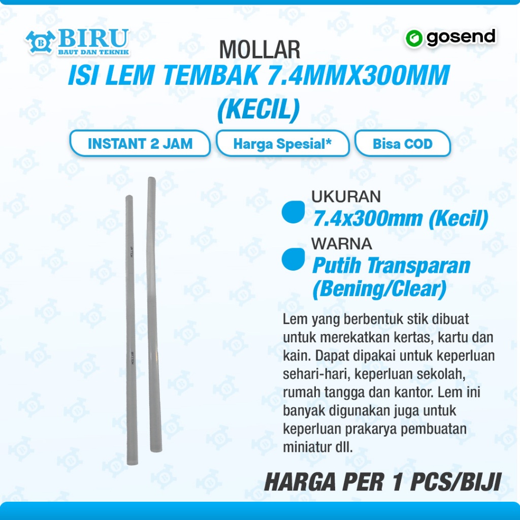 Mollar Isi Lem Tembak Refill Lem Ukuran Kecil Panjang Glue Stick 30CM