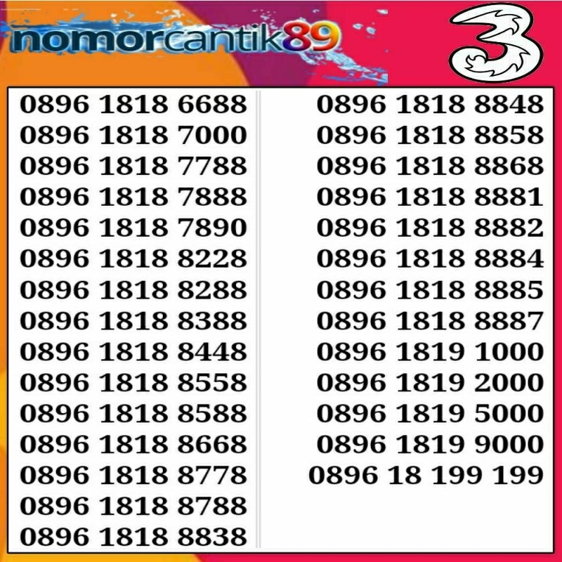 nomor cantik tri perdana hoki