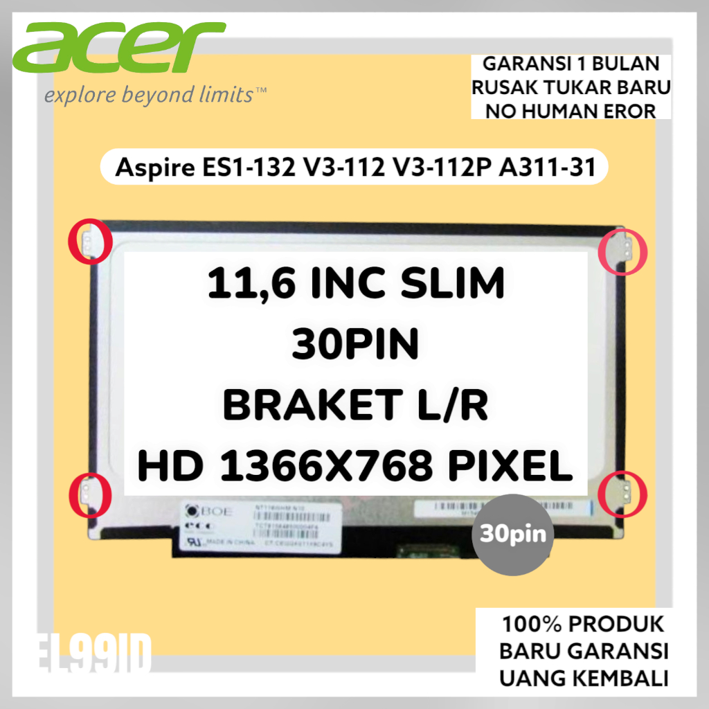 LCD LED Acer Aspire ES1-132 V3-112 V3-112P A311-31