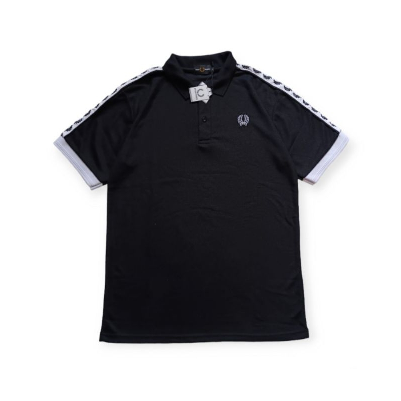 Fred Perry Taped Kaos Polo shirt Hitam Pria