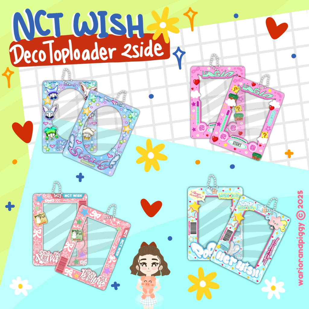 Wafior and Piggy - NCT WISH Toploader Deco (PC Holder PVC 35pt) - Deco Toploader 2sisi (Handmade)