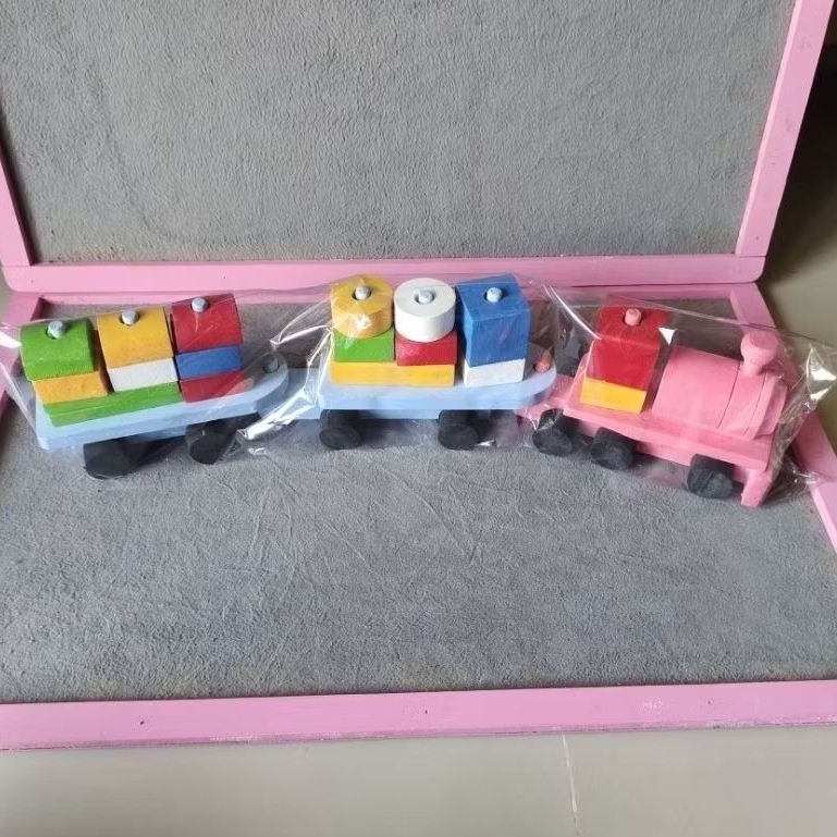 mainan Balok kereta api kayu toys mainan kayu