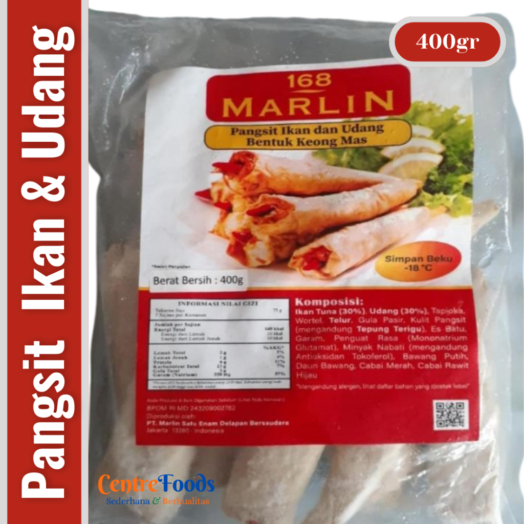 

Pangsit Ikan & Udang - Keong Mas MARLIN 168 | 400gr [ Harga Per BKS ]