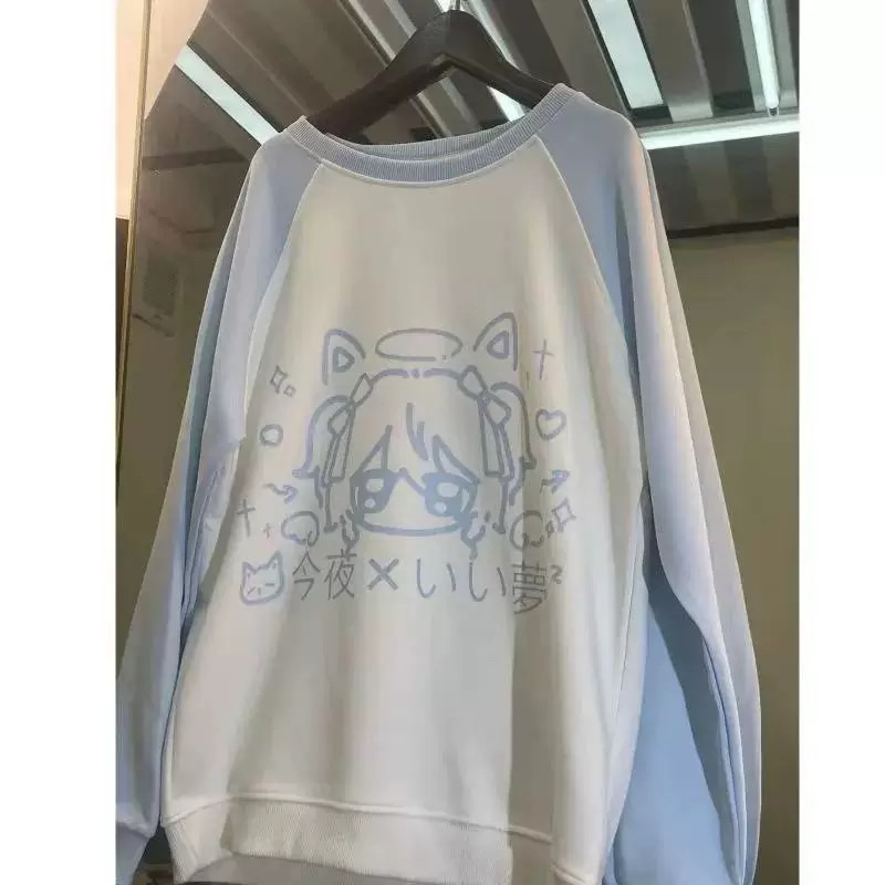 sweater tenshii kawaii putih biru pastel
