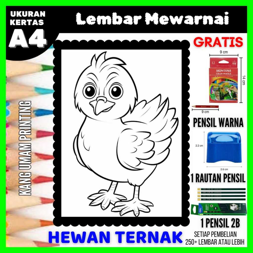 

Lembar Mewarnai Gambar Hewan Ternak Anak Paud/SD Untuk Semua Usia Bagian 02,Sketsa, Drawing,Coloring