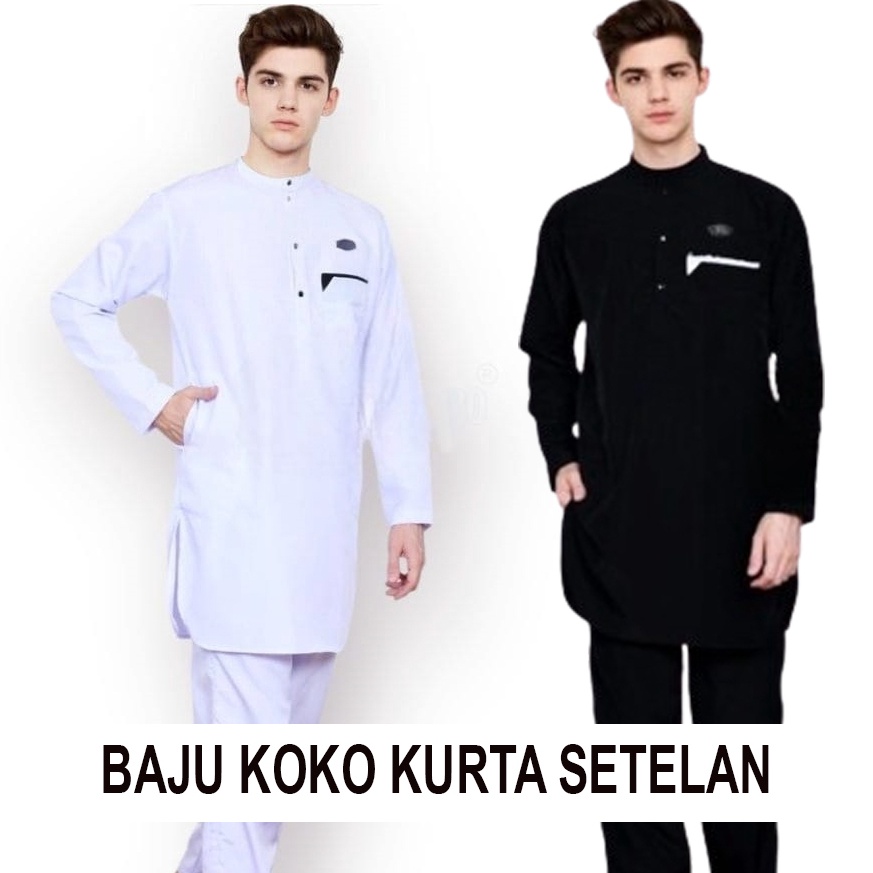 KODE K74K BAJU KURTA KOKO SETELAN POLOS LENGAN PANJANG  BAJU KURTA PAKISTAN SET CELANA  KOKO PRIA DE