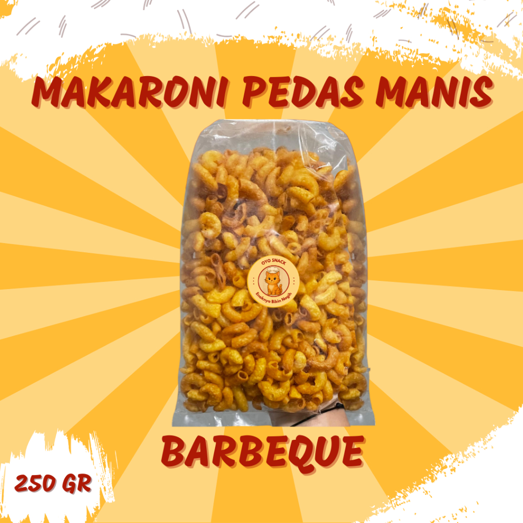 

Makaroni Pedas Manis Oyo Snack 250gr | Balado / Barbeque / Keju | Snack Renyah Gurih Manis