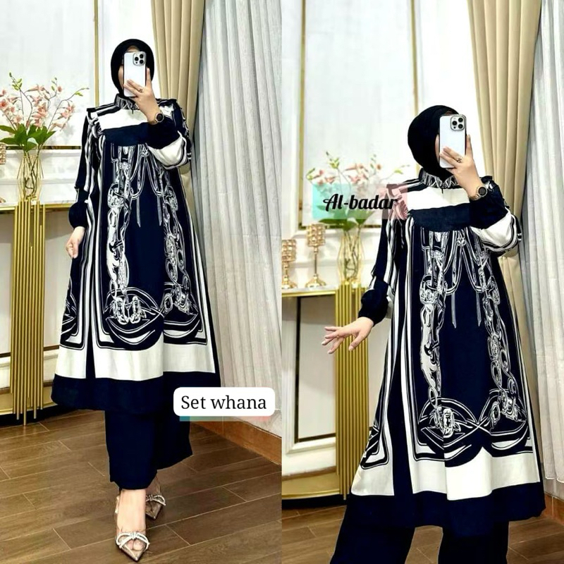 Promo New Hisana Longset Viral Setelan Tunik Wanita Terlaris Motif Wayang Set Ootd Wanita Muslimah