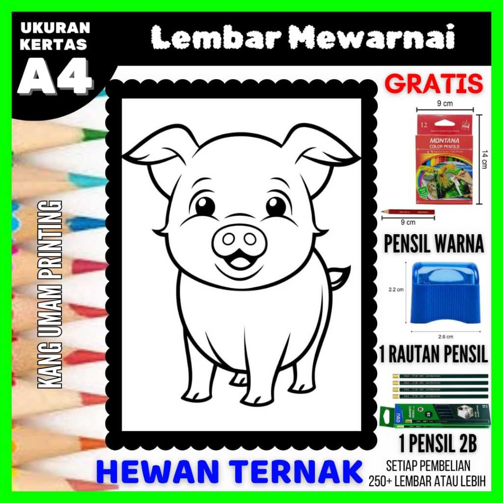 

Lembar Mewarnai Gambar Hewan Ternak Anak Paud/SD Untuk Semua Usia Bagian 05,Sketsa, Drawing,Coloring