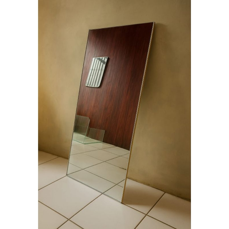 Cermin Dinding Persegi Panjang, Kaca Cermin Rias List Gold