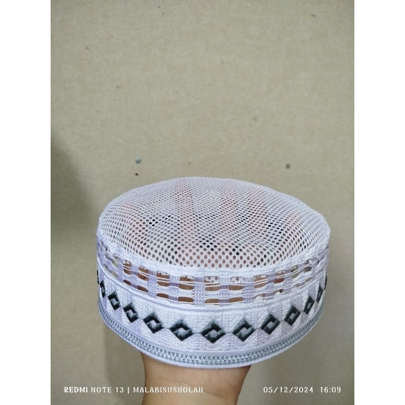 peci kopiah hajir marawis tinggi 3 jari / 5,5 cm kupiah jaring madinah lulu