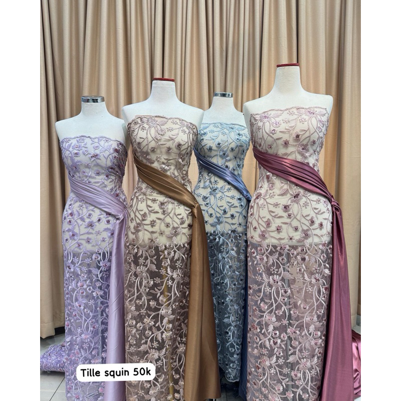 brokat tille payet / brokat tulle motif bunga / Tille squin